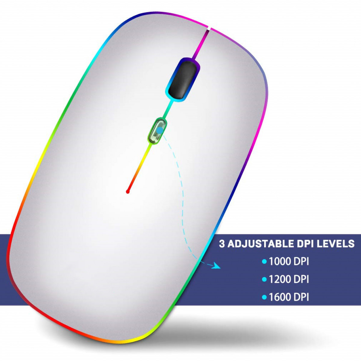 INF Kabellose silber RGB-LED-Dual-Mode-Bluetooth/WLAN Maus Maus, mit