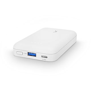 Power Bank - KSIX Magnética USB + Micro USB 5.000 (Mah), 5000, USB A - USB C, Blanco