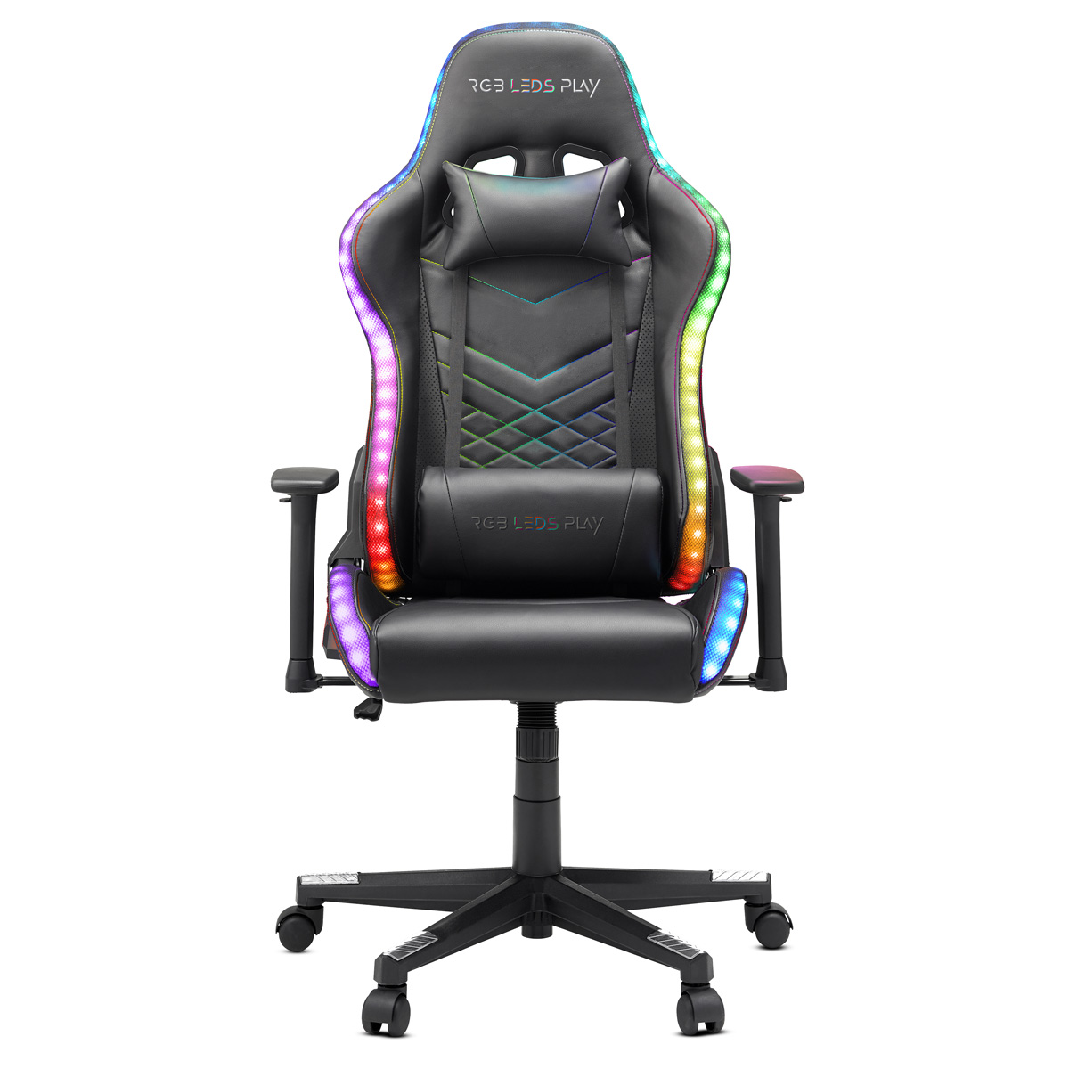 Silla Gaming Escritorio luces rgb configurables oficina ergonomica para ordenador de juego iluminacion computadora reposabrazos 4d respaldo reclinable mando a distancia y 2 cojines ledsplay mchaus