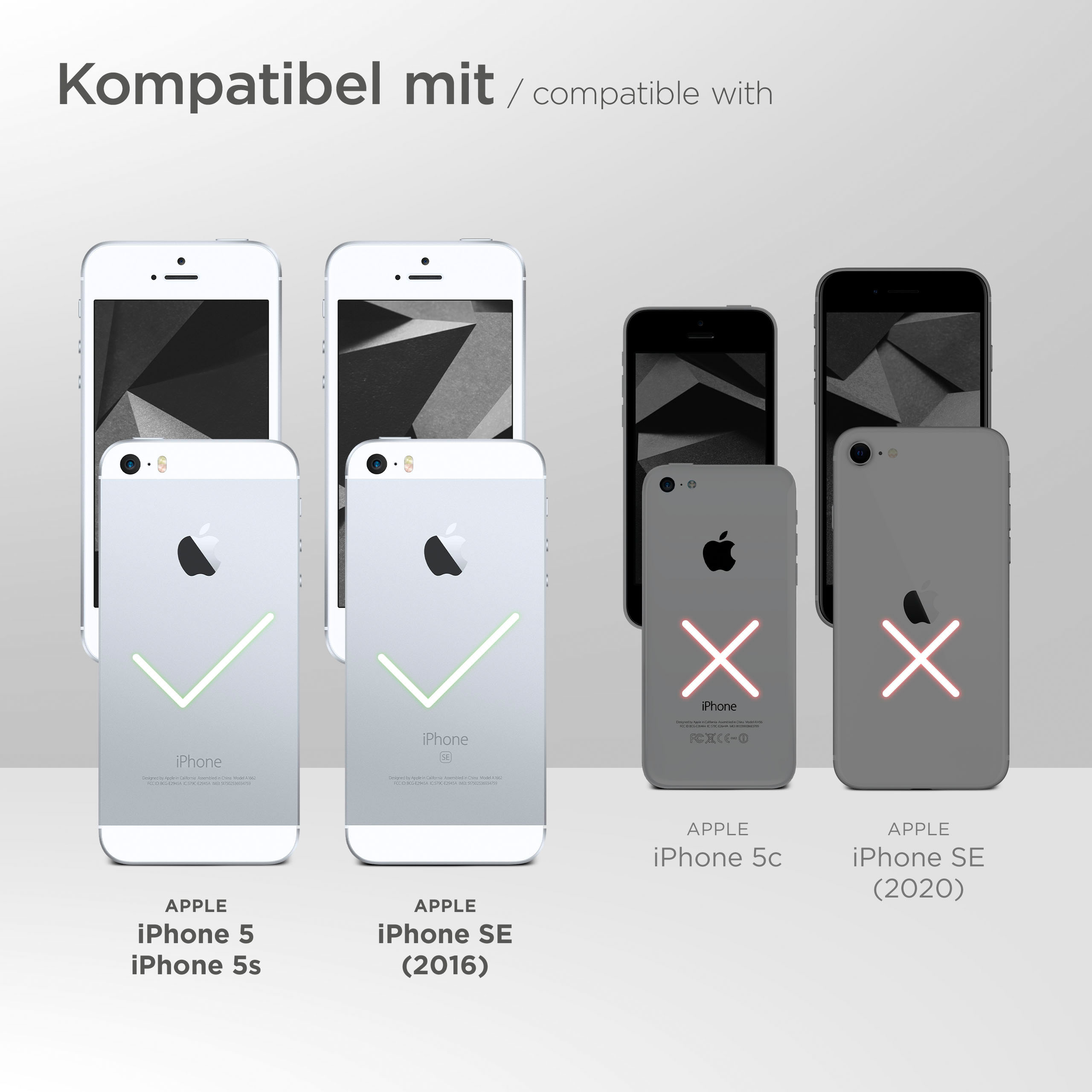 Mit Apple-Modellen kompatible Telefone. iPhone 5/5s/SE (2016) sind kompatibel, andere nicht.