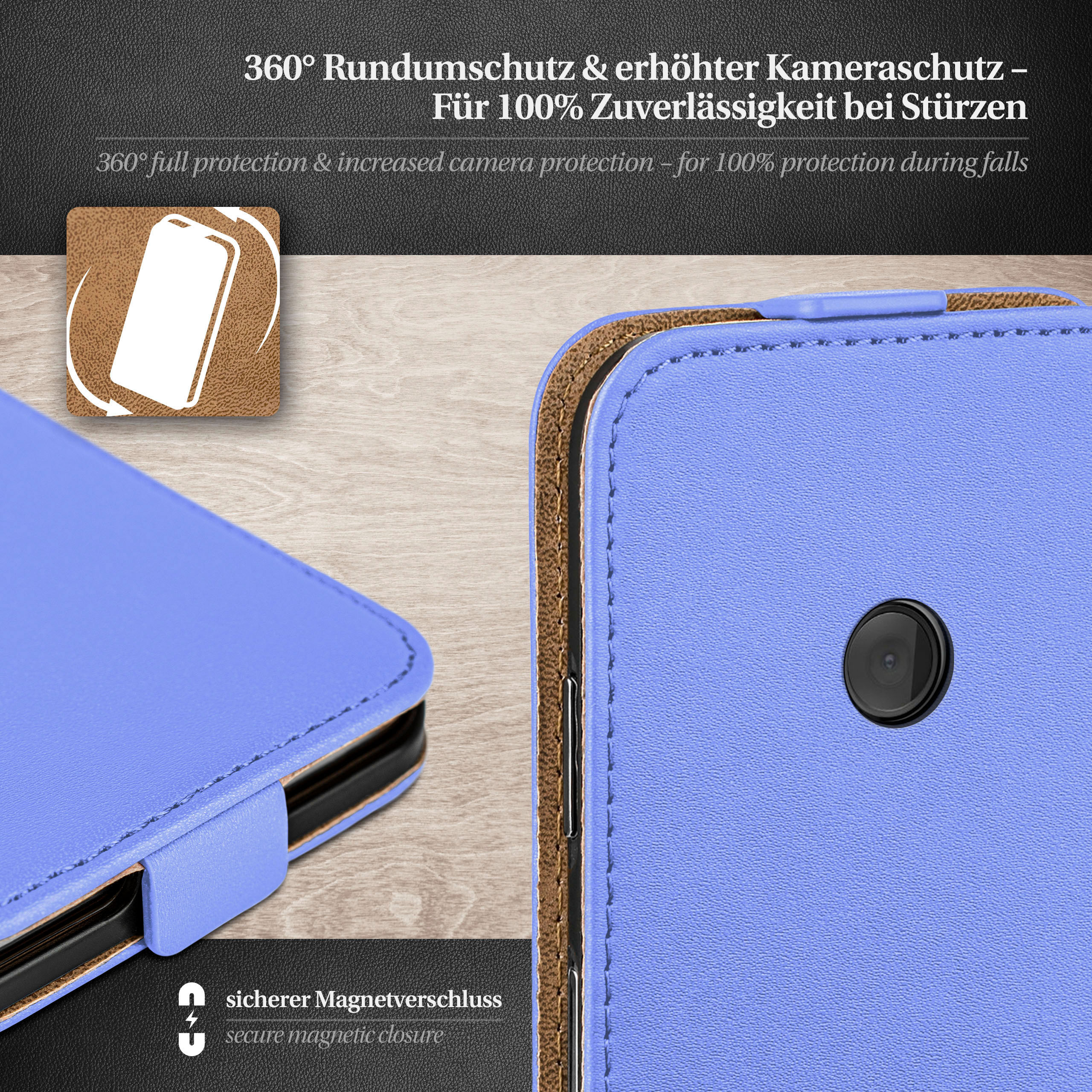 Flip 520/525, Lumia Sky-Blue Nokia, MOEX Case, Cover, Flip