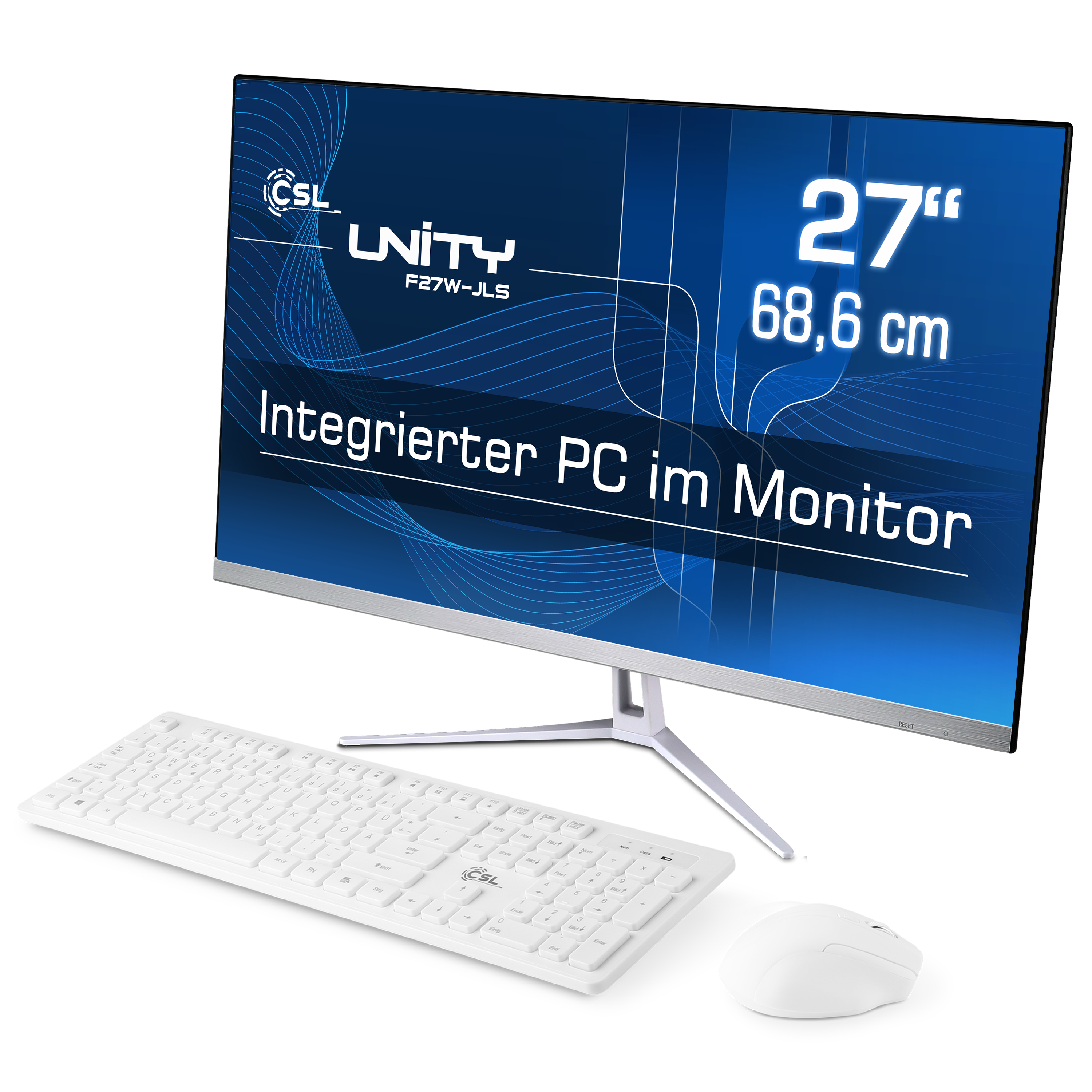 Unity 512 / 512 GB Display, UHD Intel® GB 32 RAM, F27W-JLS RAM 32 SSD, CSL mit 27 GB Graphics, All-in-One-PC Zoll Win / / GB Pro, 11 weiß