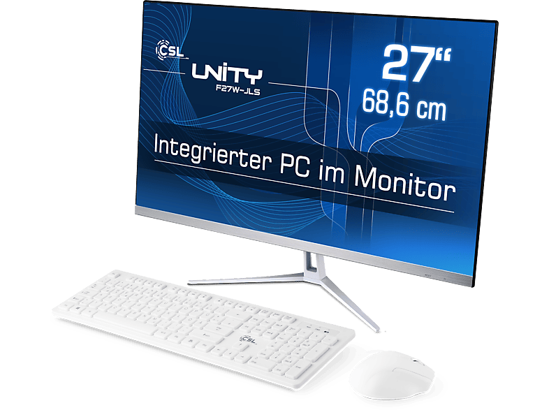 CSL Unity F27W-JLS Pentium / 256 GB / 32 GB RAM / Win 10 Pro, All-in-One-PC mit 27 Zoll Display, 32 GB RAM, 256 GB SSD, Intel® UHD Graphics, weiß