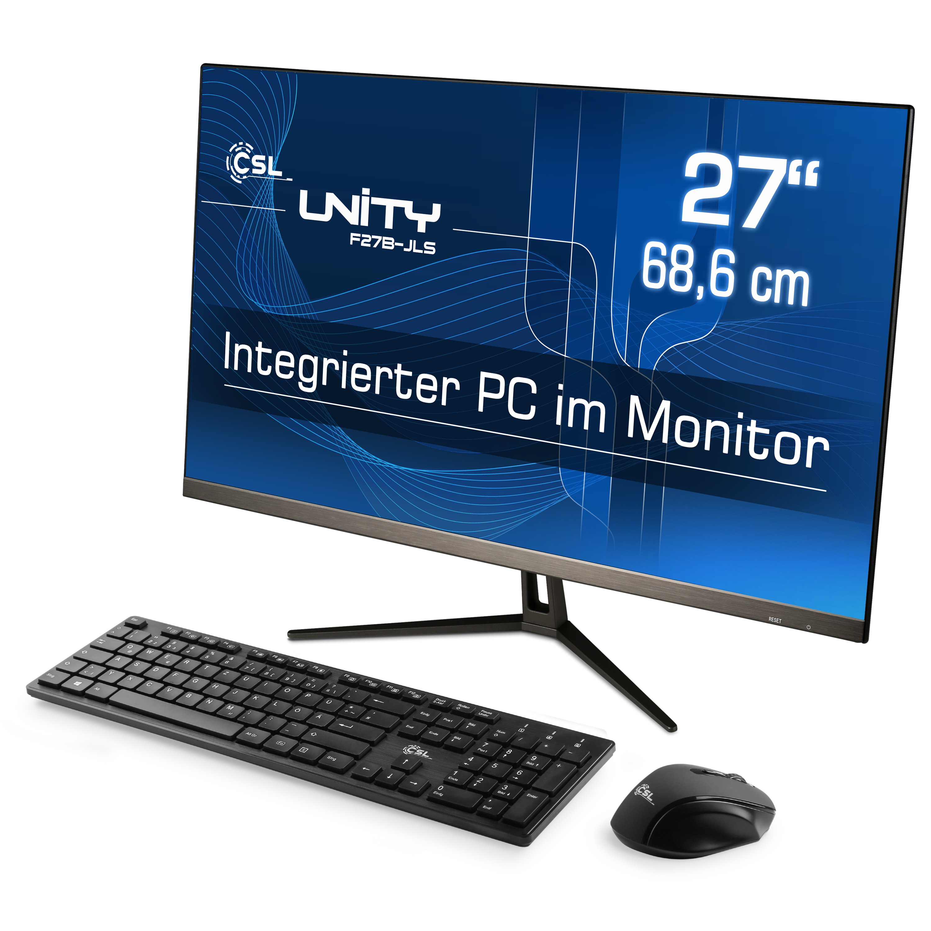 CSL Unity F27B-JLS / 2000 Home, GB Win 16 GB All-in-One-PC GB schwarz / UHD 16 2000 27 GB RAM, Zoll mit Display, SSD, RAM / 11 Intel® Graphics