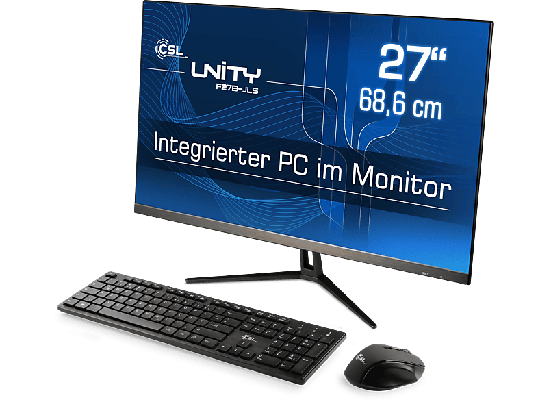 CSL Unity F27B-JLS Pentium / 2000 GB / 8 GB RAM / Win 10 Home, All-in-One-PC mit 27 Zoll Display, 8 GB RAM, 2000 GB SSD, Intel® UHD Graphics, schwarz