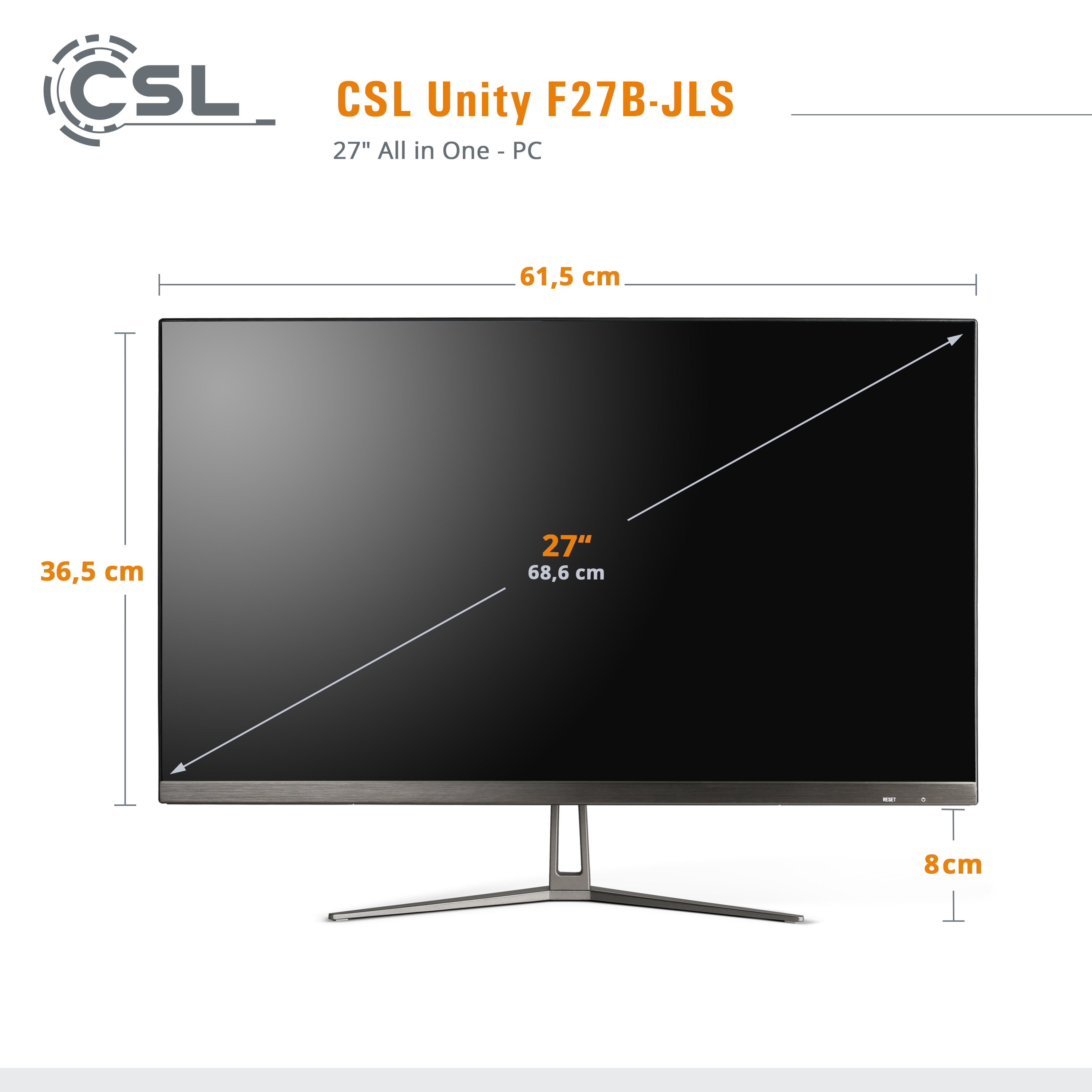 CSL Unity F27B-JLS / 1000 Intel® 32 1000 All-in-One-PC GB UHD GB / mit Display, 27 SSD, Pro, / Graphics, RAM GB GB Zoll RAM, schwarz 32 10 Win