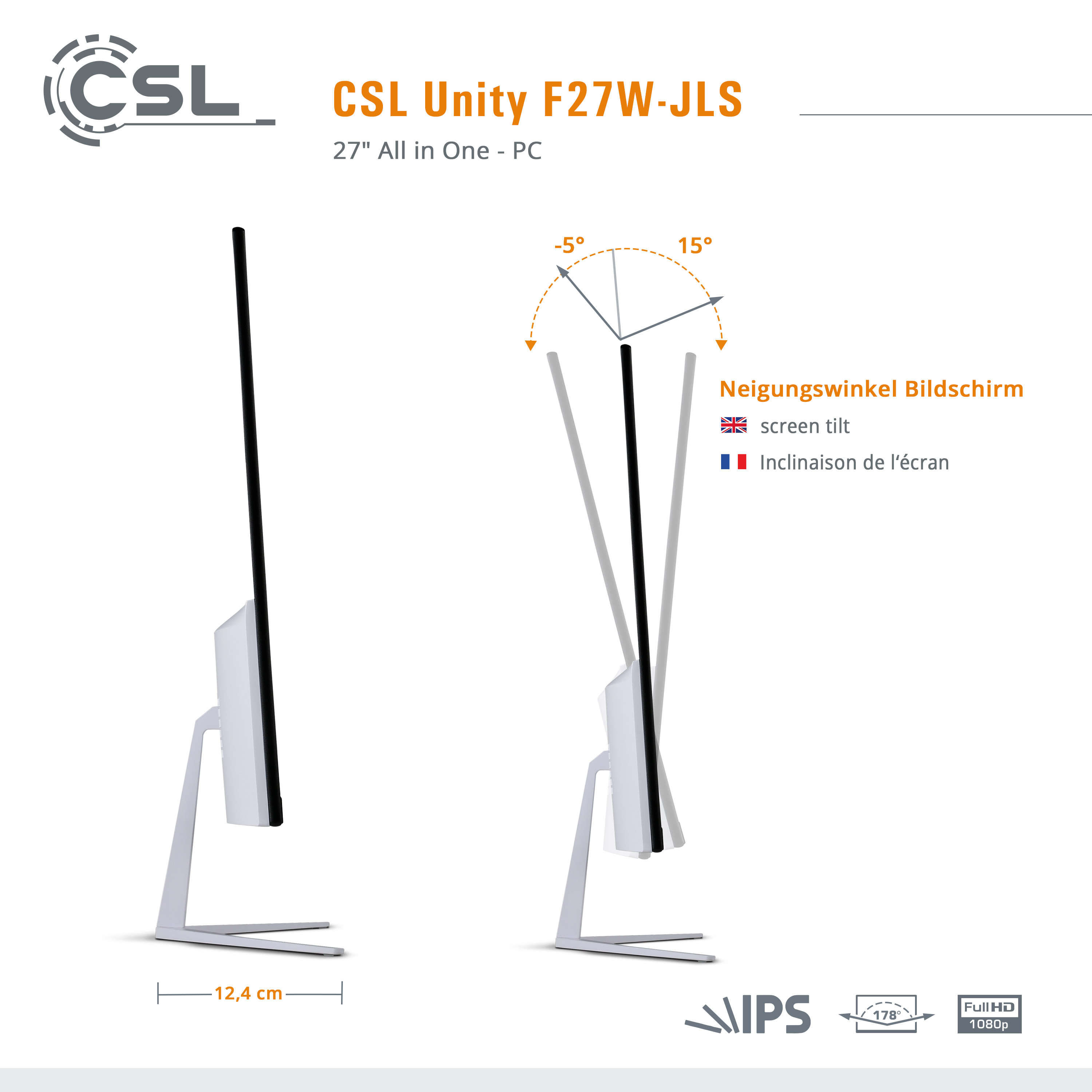 CSL Unity F27W-JLS 27 Intel® mit Win 16 GB 256 weiß / GB UHD 16 Display, GB Pro, Graphics, RAM SSD, RAM, Zoll 256 / GB 11 / All-in-One-PC
