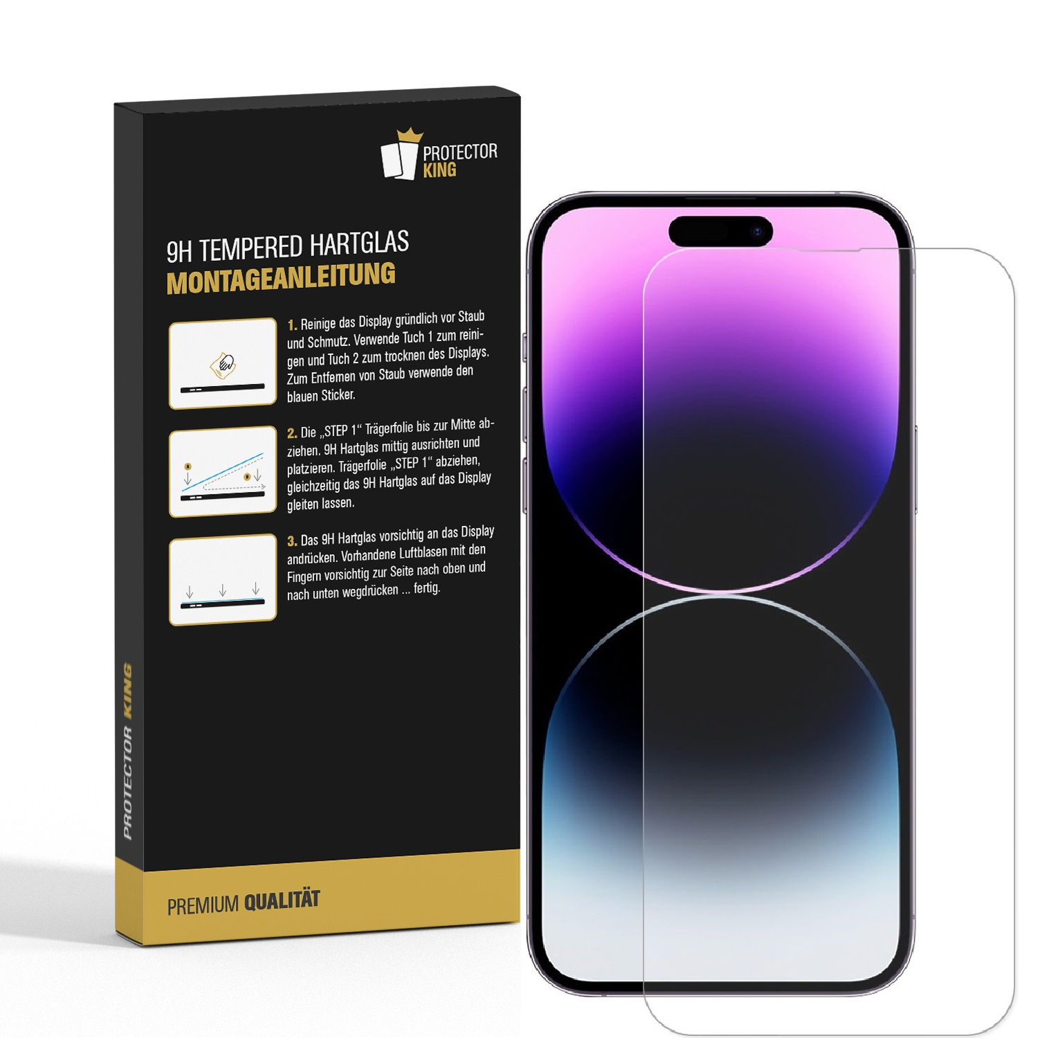 PROTECTORKING 2x 9H Hartglas 14 iPhone Pro) Displayschutzfolie(für Schutzglas KLAR HD Apple