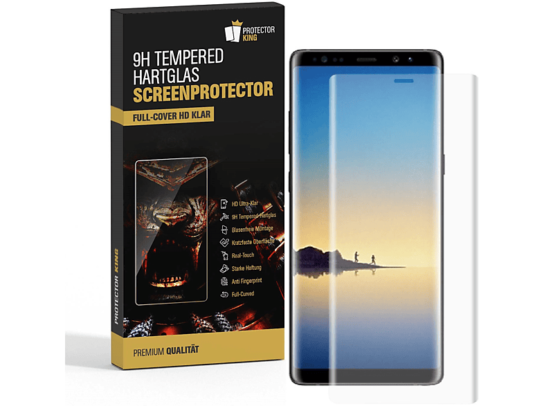 PROTECTORKING 2x FULL Note Hartglas CURVED Samsung Galaxy Displayschutzfolie(für HD KLAR 9H 8)