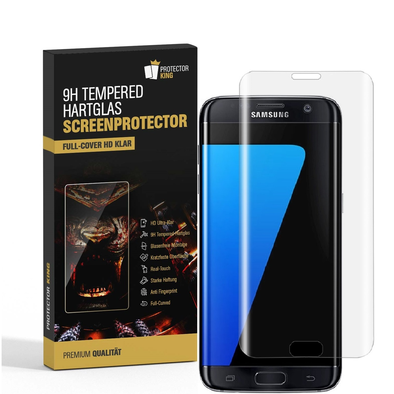 Samsung Hartglas Displayschutzfolie(für 3x S7) PROTECTORKING HD-Klar CURVED FULL 9H Galaxy