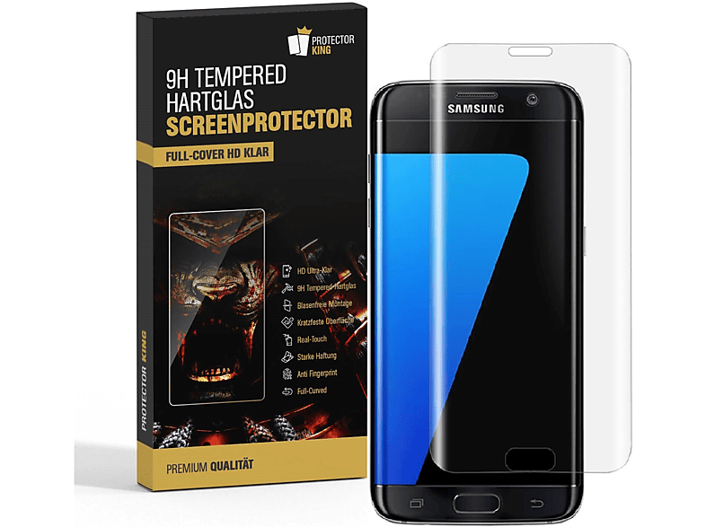 PROTECTORKING 3x Displayschutzfolie(für HD-Klar Hartglas FULL Samsung CURVED 9H S7) Galaxy