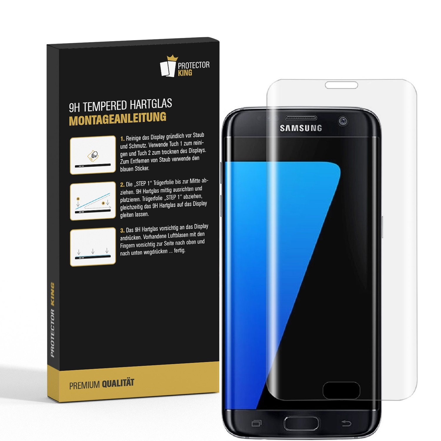 Samsung Displayschutzfolie(für S7) FULL PROTECTORKING Hartglas 9H CURVED Galaxy HD-Klar 2x