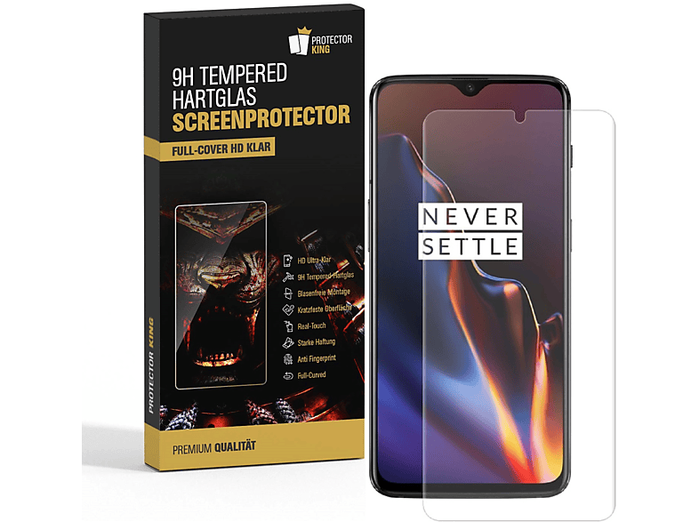 PROTECTORKING 6x FULL CURVED 9H Hartglas Schutzglas HD KLAR Displayschutzfolie(für OnePlus 7T)