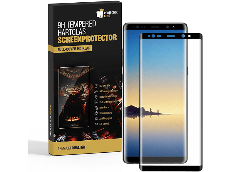 Hartglas HD Samsung 9H KLAR Displayschutzfolie(für PROTECTORKING CURVED 4x Galaxy FULL 8) Note