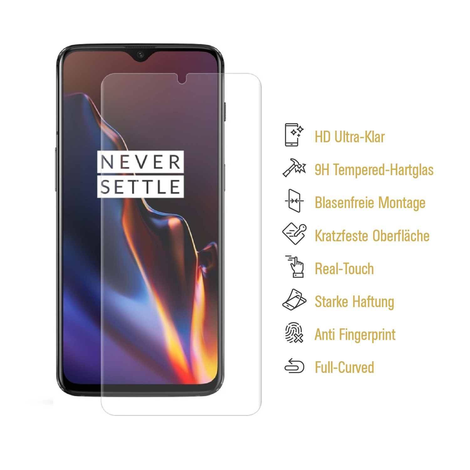 PROTECTORKING 3x FULL COVER 9H Hartglas OnePlus 7) KLAR Displayschutzfolie(für HD