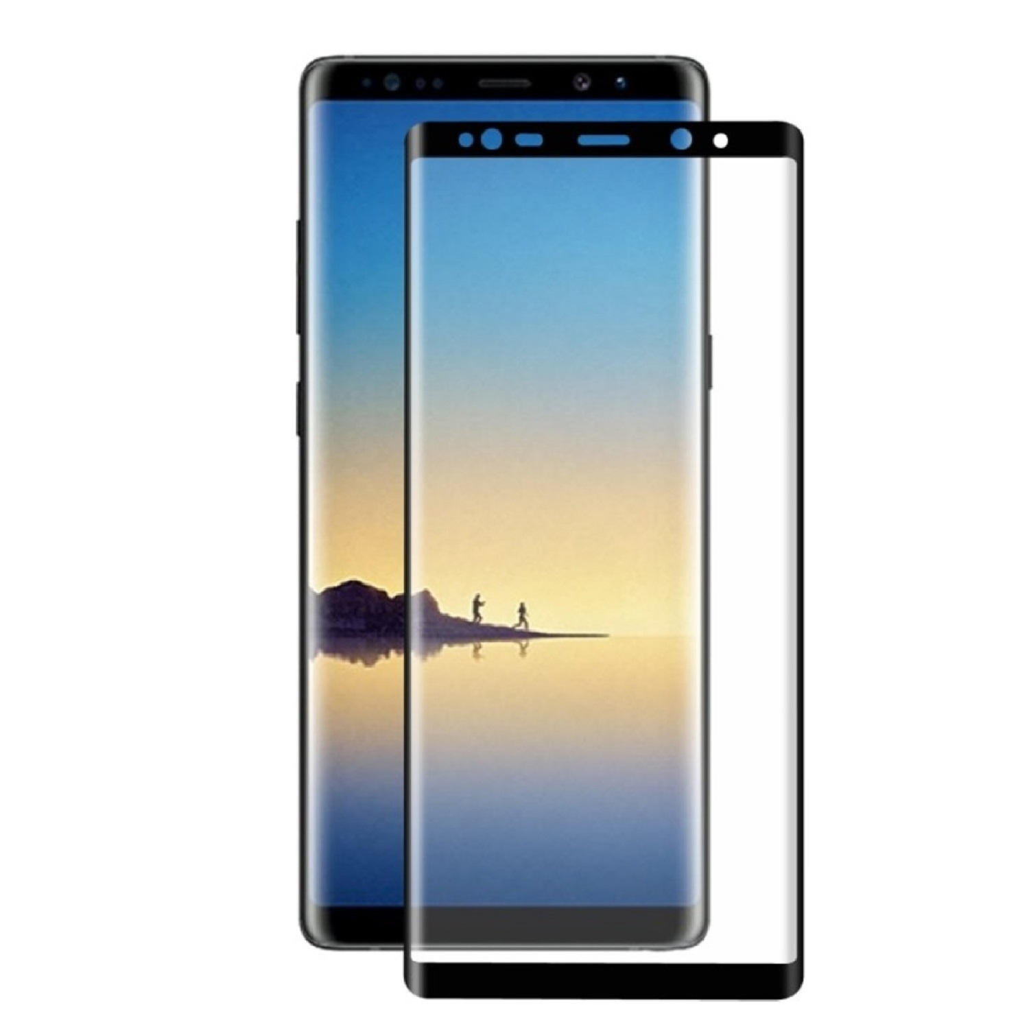 Zwei Telefone, eines mit Displayschutz. Der Schutz ist klar und hat einen schwarzen Rand.