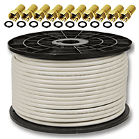PREMIUMX 100m PROFI PRO Koaxialkabel 135dB 5-fach Reines Kupfer 10x F-Stecker Antennenkabel