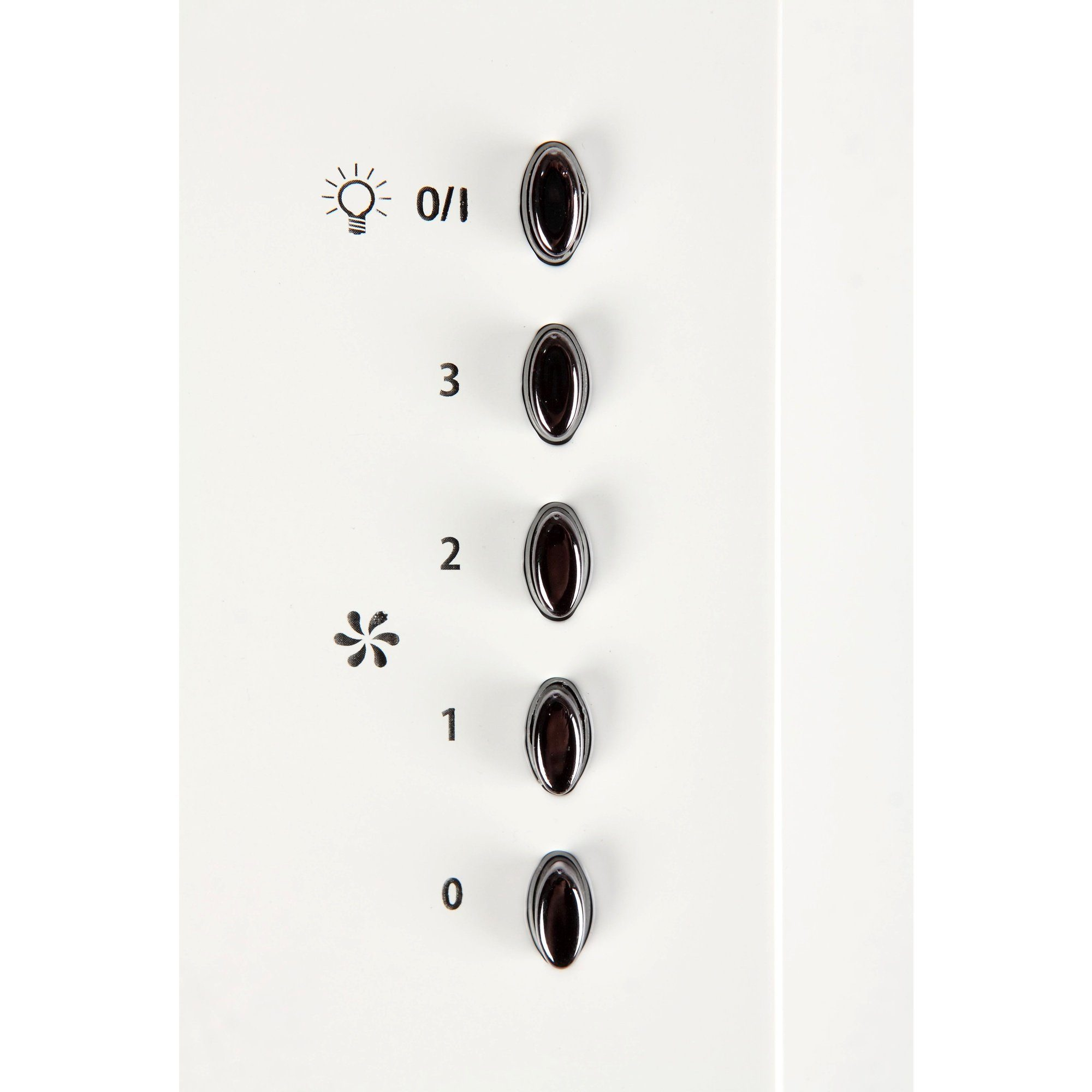 Weißes Panel mit den Knöpfen 0, 1, 2, 3 und einem Licht- und Schneeflockensymbol.