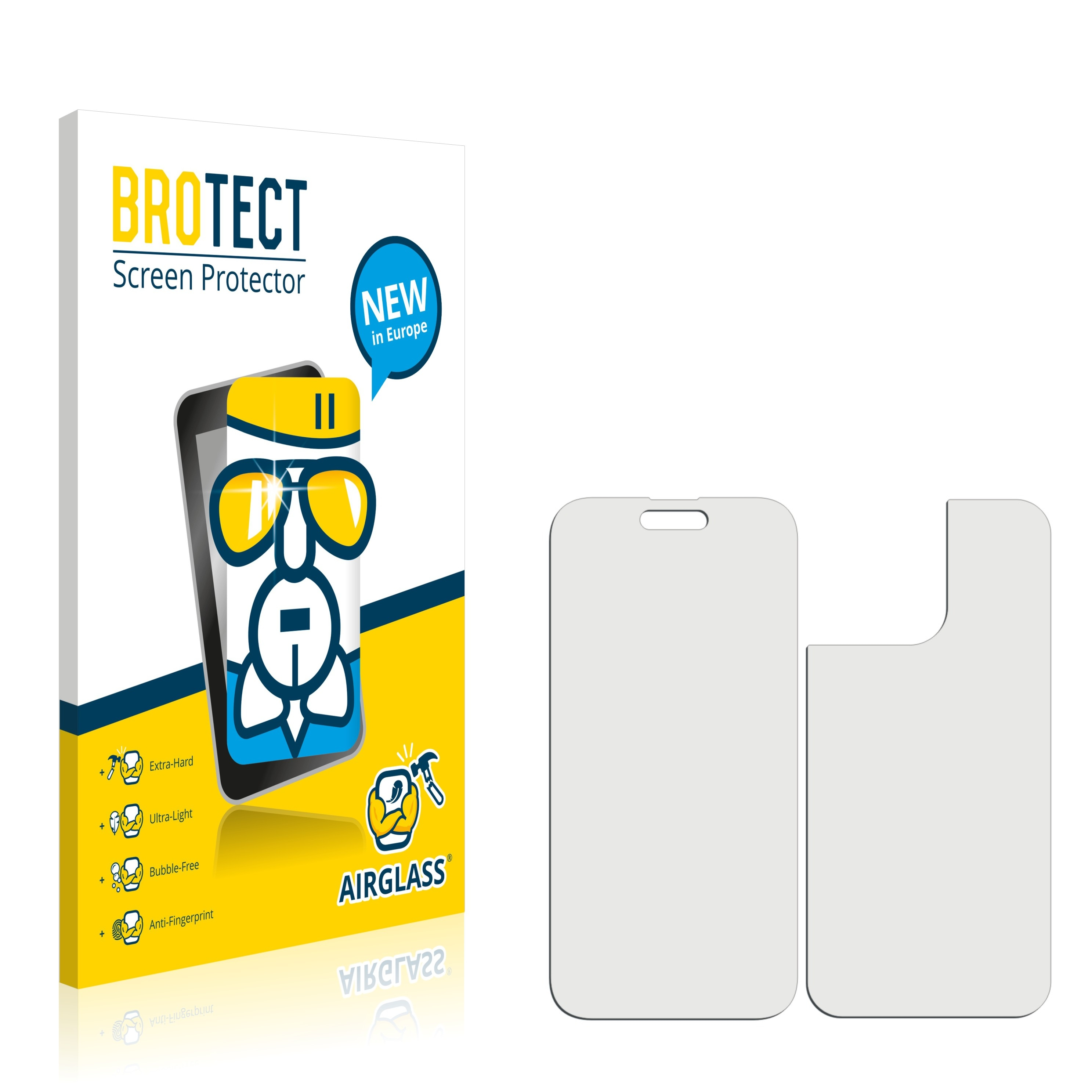 BROTECT Airglass Max iPhone 14 Pro (Vorder klare Schutzfolie(für + Apple Rückseite))
