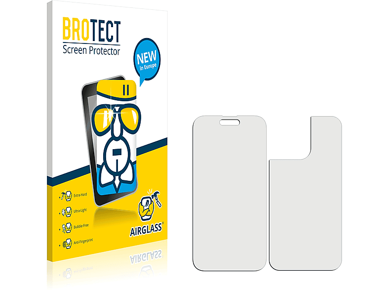 Airglass (Vorder iPhone klare Apple + BROTECT Rückseite)) Pro 14 Schutzfolie(für Max