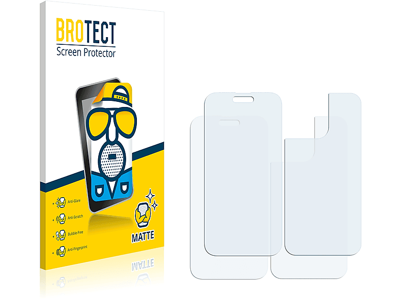 BROTECT 2x + 14 matte iPhone Max Pro Rückseite)) Schutzfolie(für Apple (Vorder