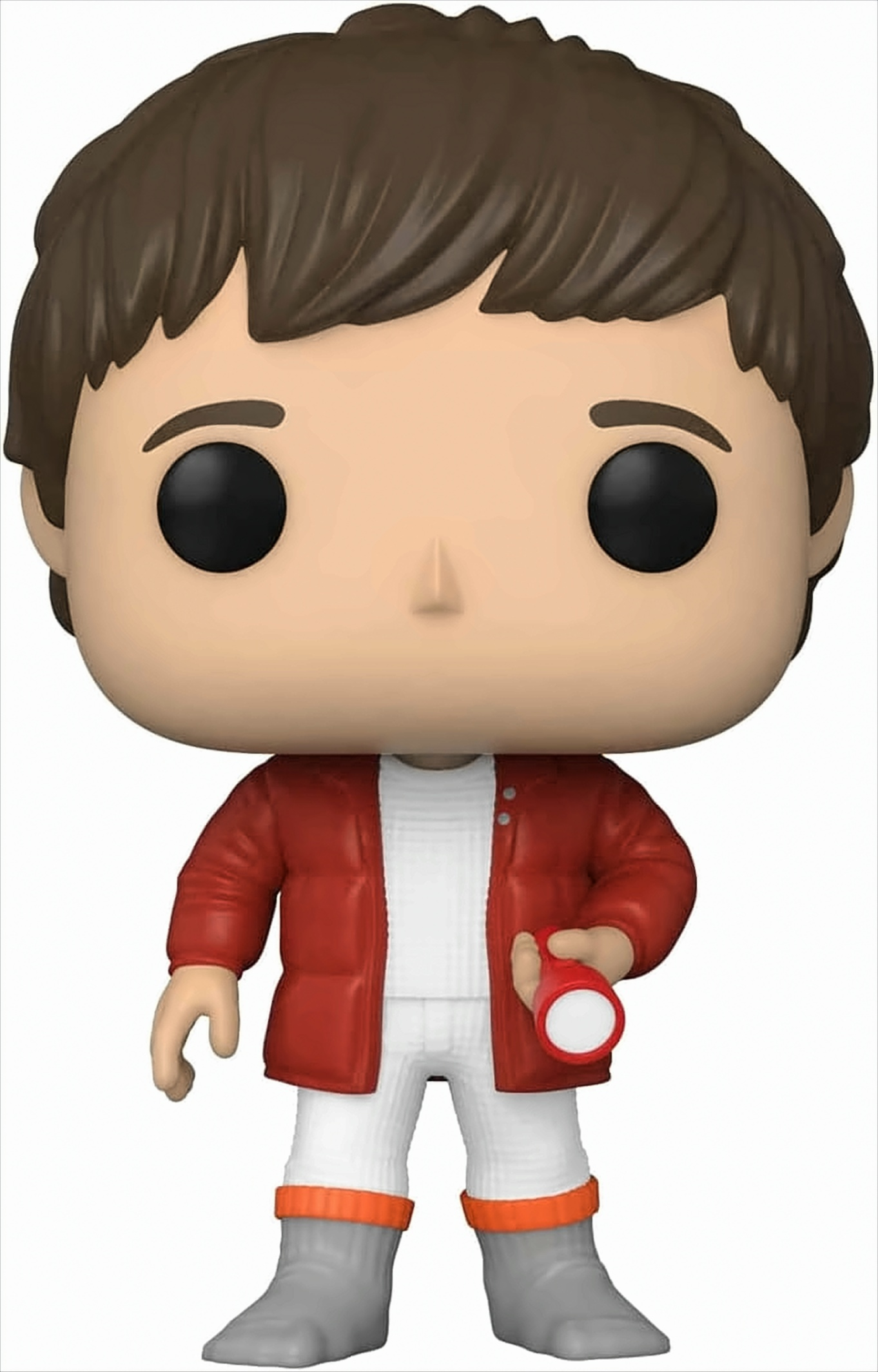Una figura Funko Pop di Marty McFly da Ritorno al Futuro con una torcia rossa.