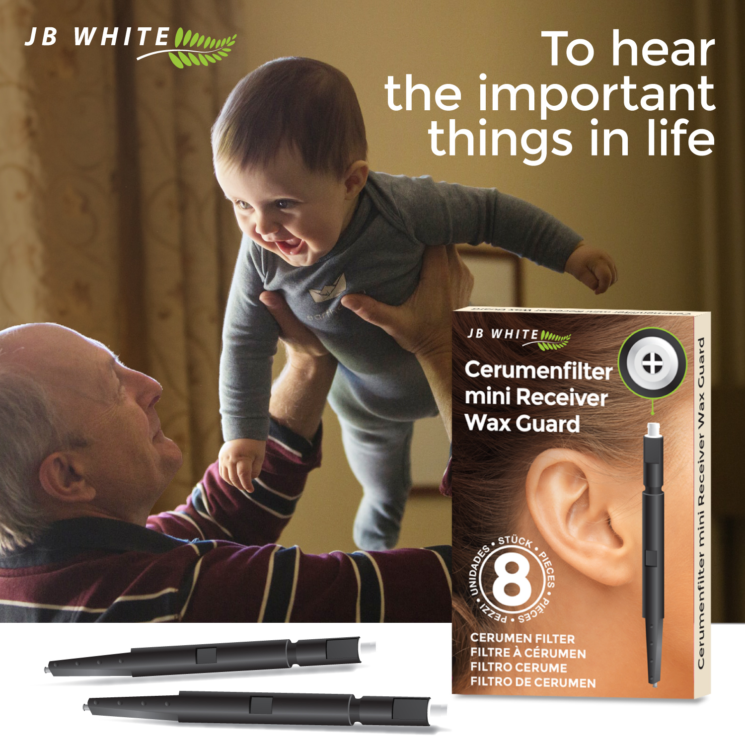 JB WHITE MiniR für Waxschutz Hörgeräte Cerumenfilter