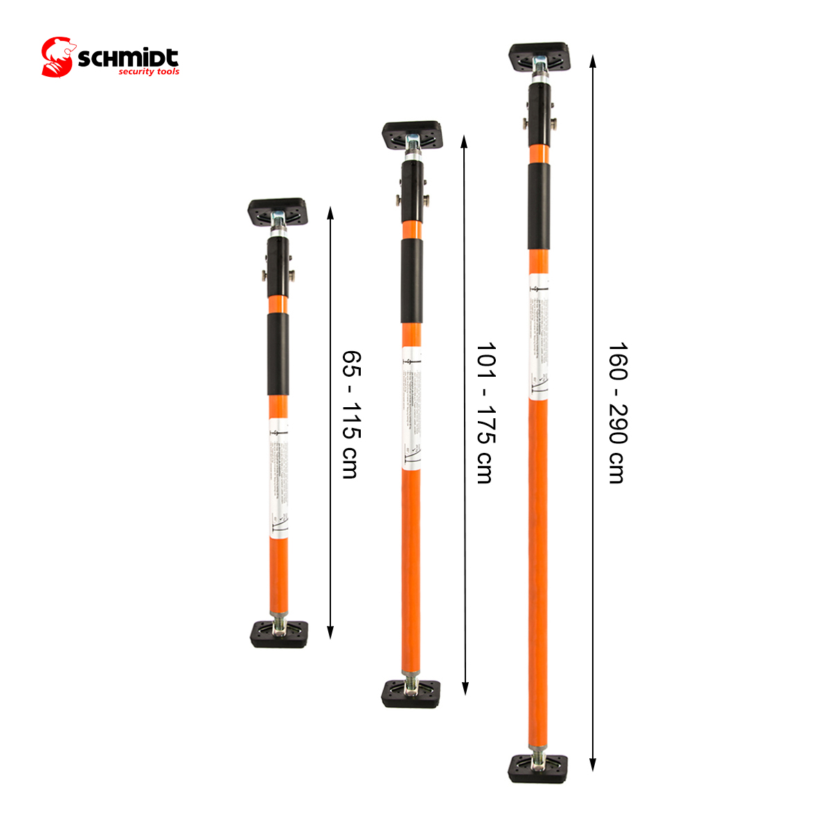 SECURITY Klemmstange Universalspanner TOOLS 160-290cm Stütze, SCHMIDT für Ladungssicherung Orange - Fahrzeuge