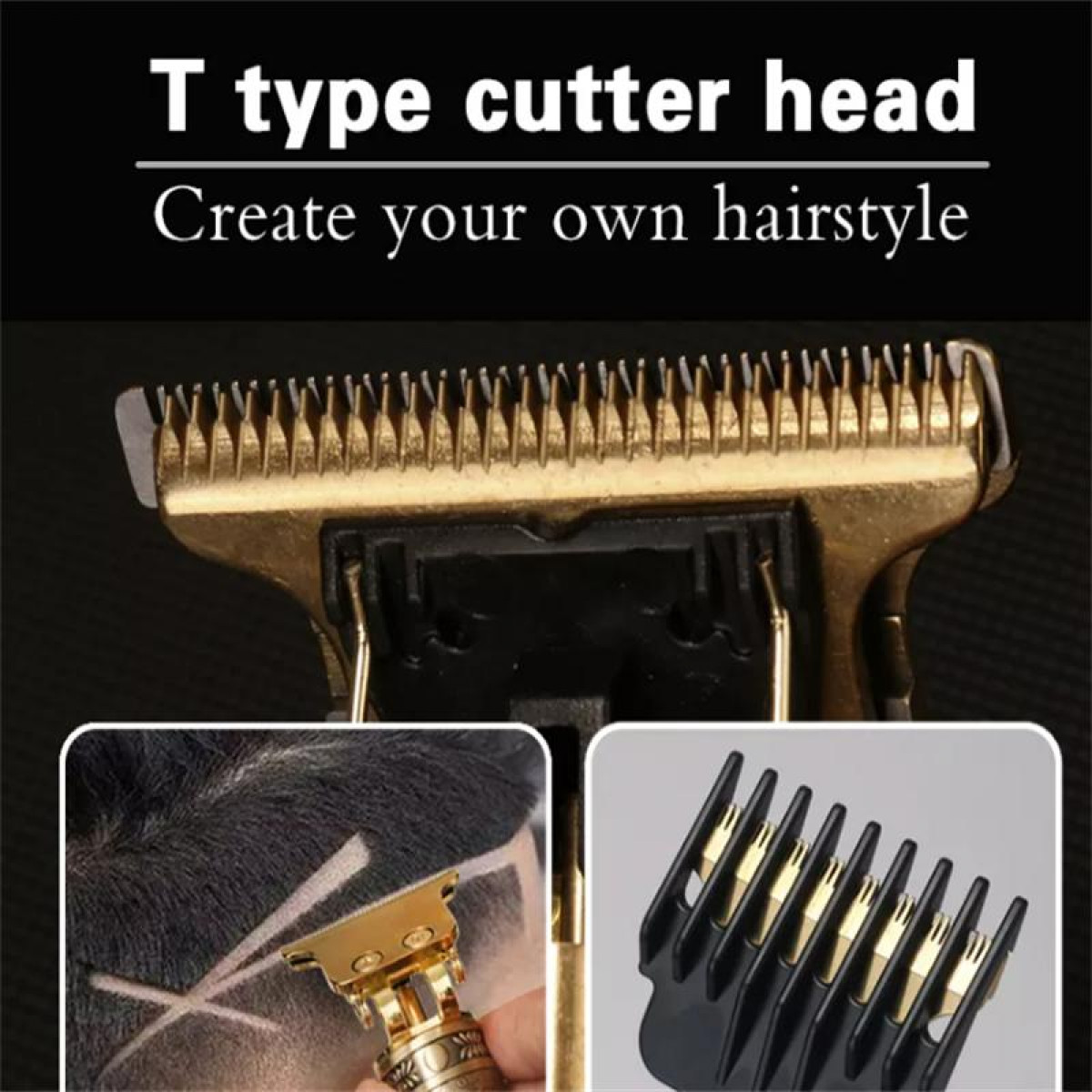 Waterproof Haarschneider Gold Haarschneidemaschine Limit INF mit 6-tlg Combs Gold Elektrische