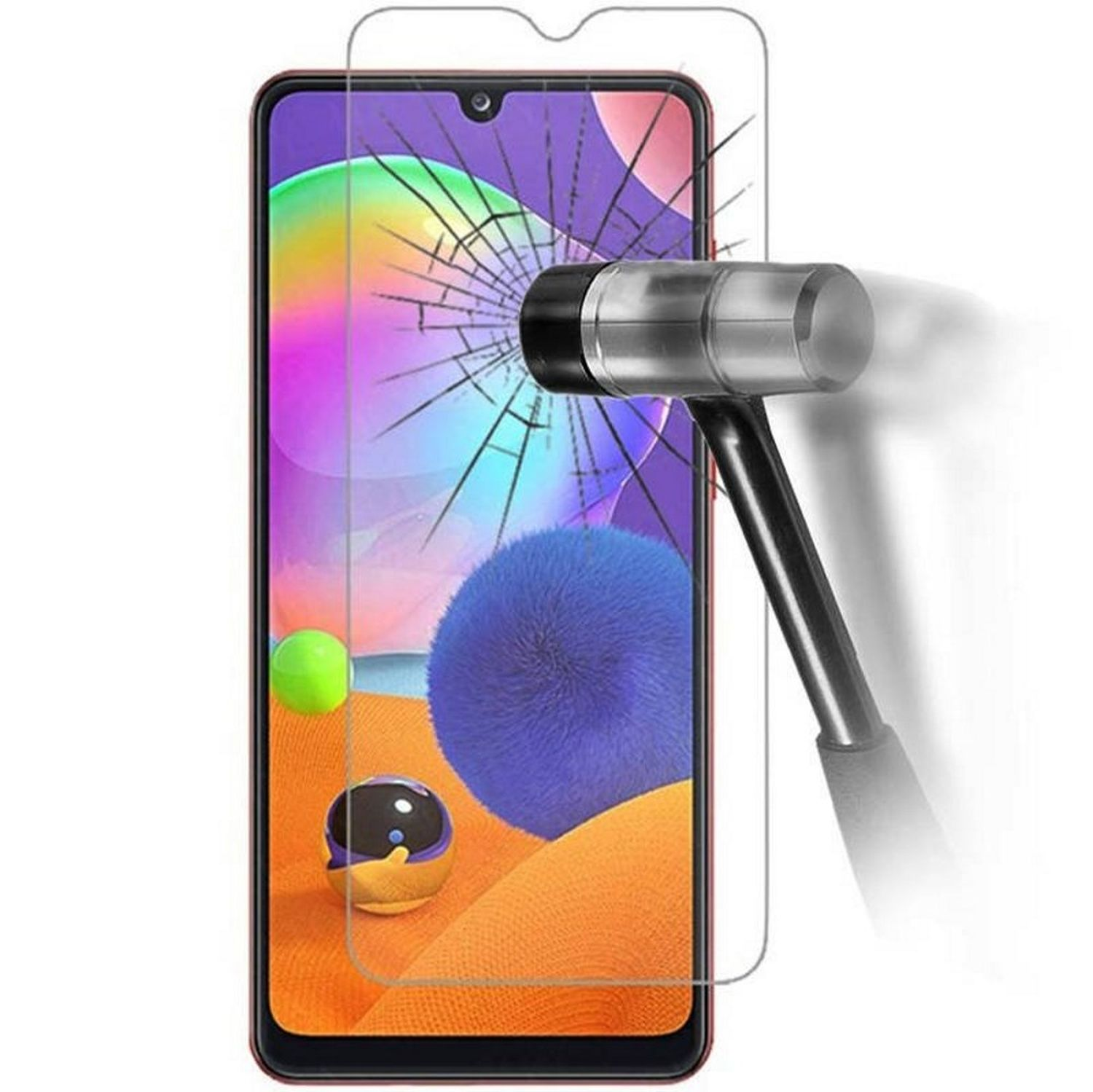 Ein Telefonscreen wird von einem Hammer getroffen.