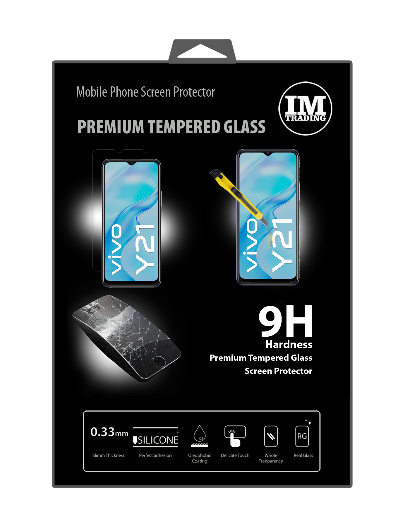 kompatibel Schutzfolie Displayschutz(für Displayschutzfolie Vivo Vivo Schutzglas Glas Y21) Y21 9H Passgenau mit COFI