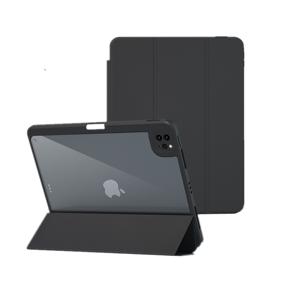 INF Kunststoff, Magnetetui mit Standfunktion schwarz Backcover Kunstleder, für iPad-Hülle TPU, Apple