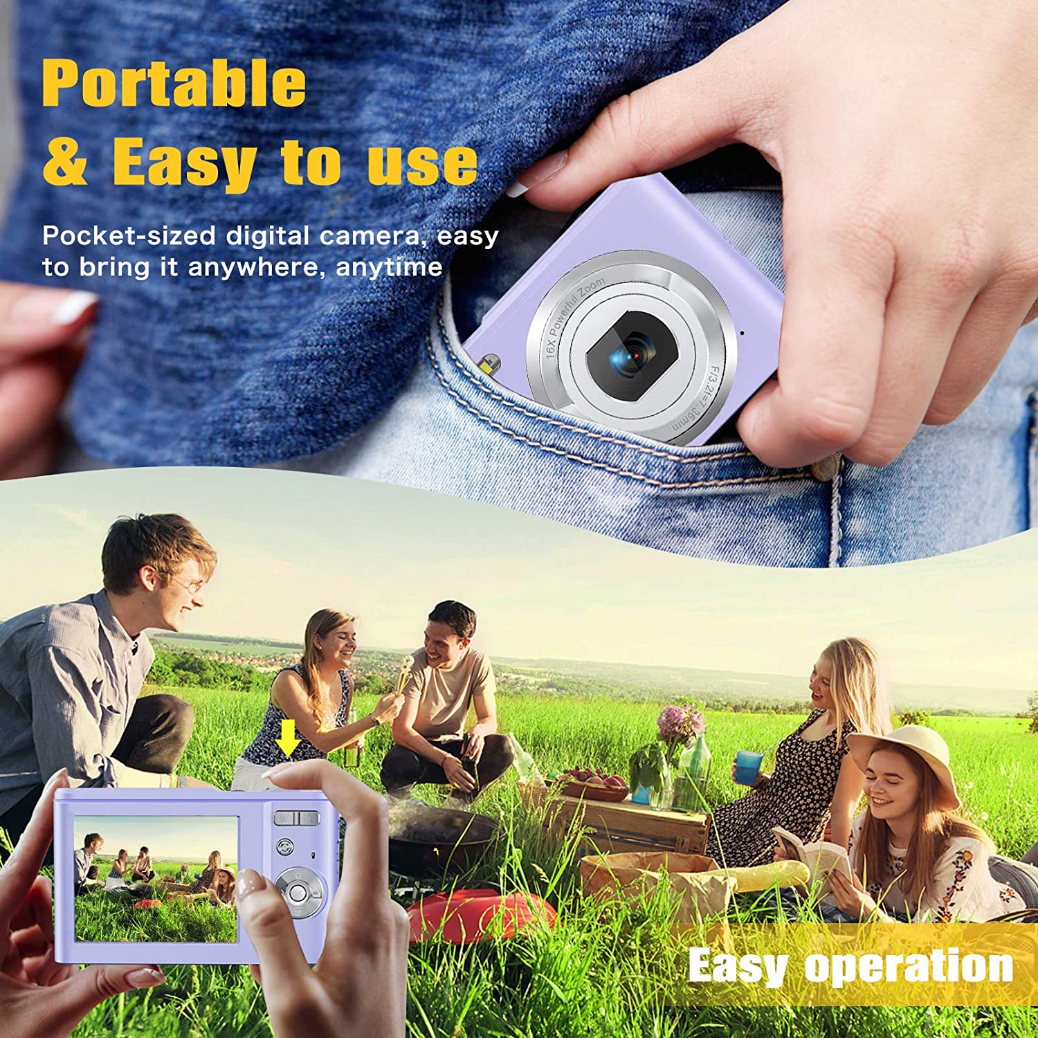 Digitalkamera lila 16-facher Digitalkamera / / 48 INF Zoom Megapixel 1080P