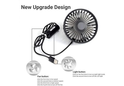 Auto-Lüftungs ventilator Micro USB Auto-Lüfter 360 Grad drehbarer Mini-Auto-Lüfter  Kühler 3-Gang