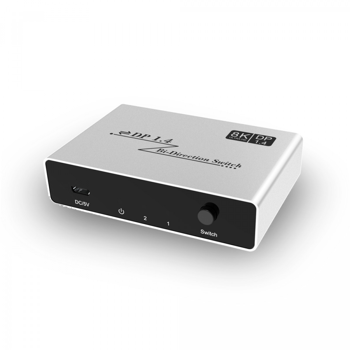 INF Bidirektionaler Displayport Switch Schalter DP Silbergrau 1.4 Displayport