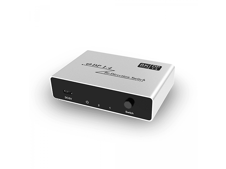 INF Bidirektionaler Displayport Switch Schalter DP Silbergrau 1.4 Displayport