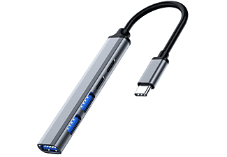 INF 5-in-1-USB-C-Hub mit USB 2.0 / 3.0 PD 60 W Silber USB-C-Hub