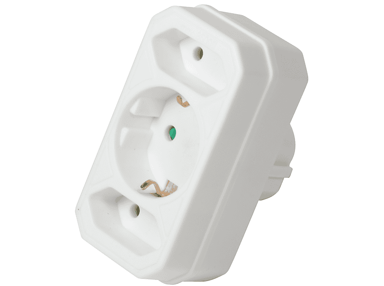 LOGILINK Abzweigsteckdose mit 2 Euro + 1 geerdeter Steckdose Weiß adapter | home