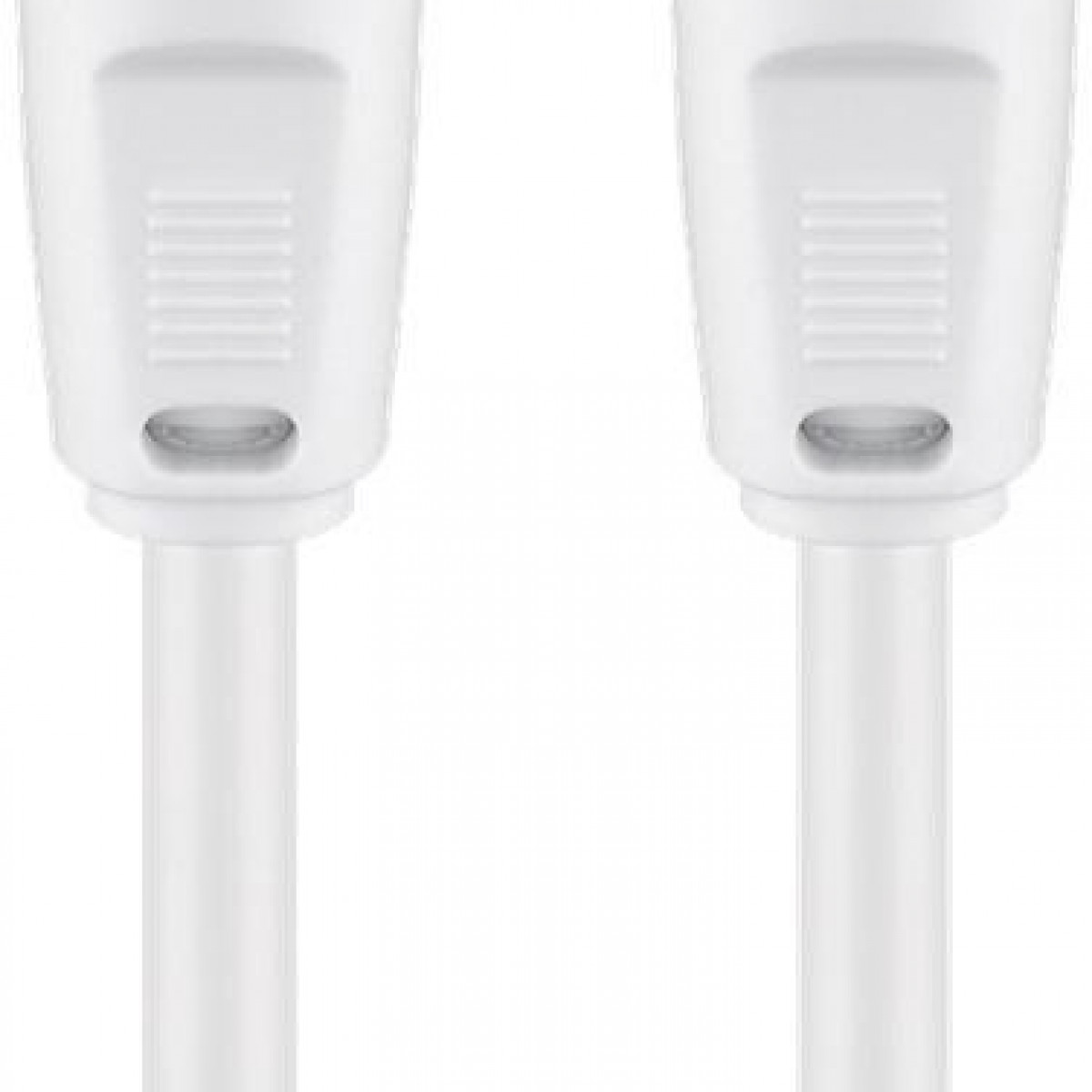 Zwei weiße USB-Kabel mit Anschlüssen. Der Hintergrund ist weiß.