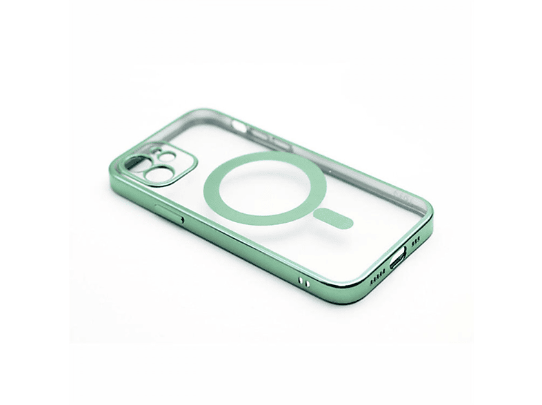 INF Handyhülle MagSafe Ladeunterstützung, 13, iPhone Apple, Transparent / Grün Backcover