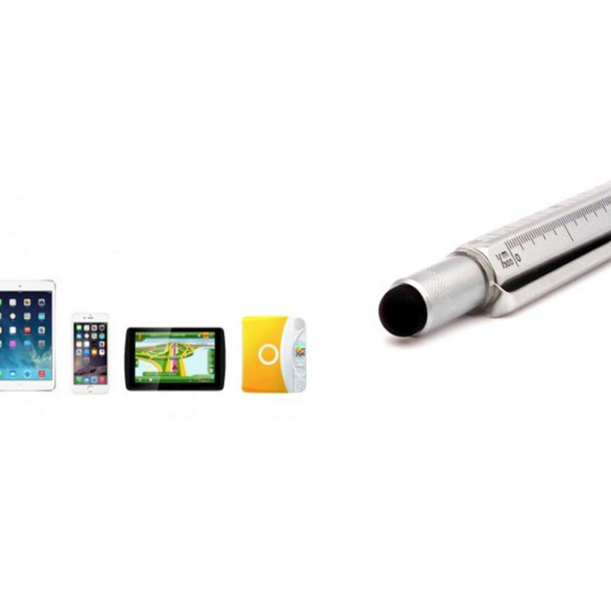 INF Multifunktions-Eingabestift mit Lineal, Stylus Touch Pen S Schraubendreher Wasserwaage, silber