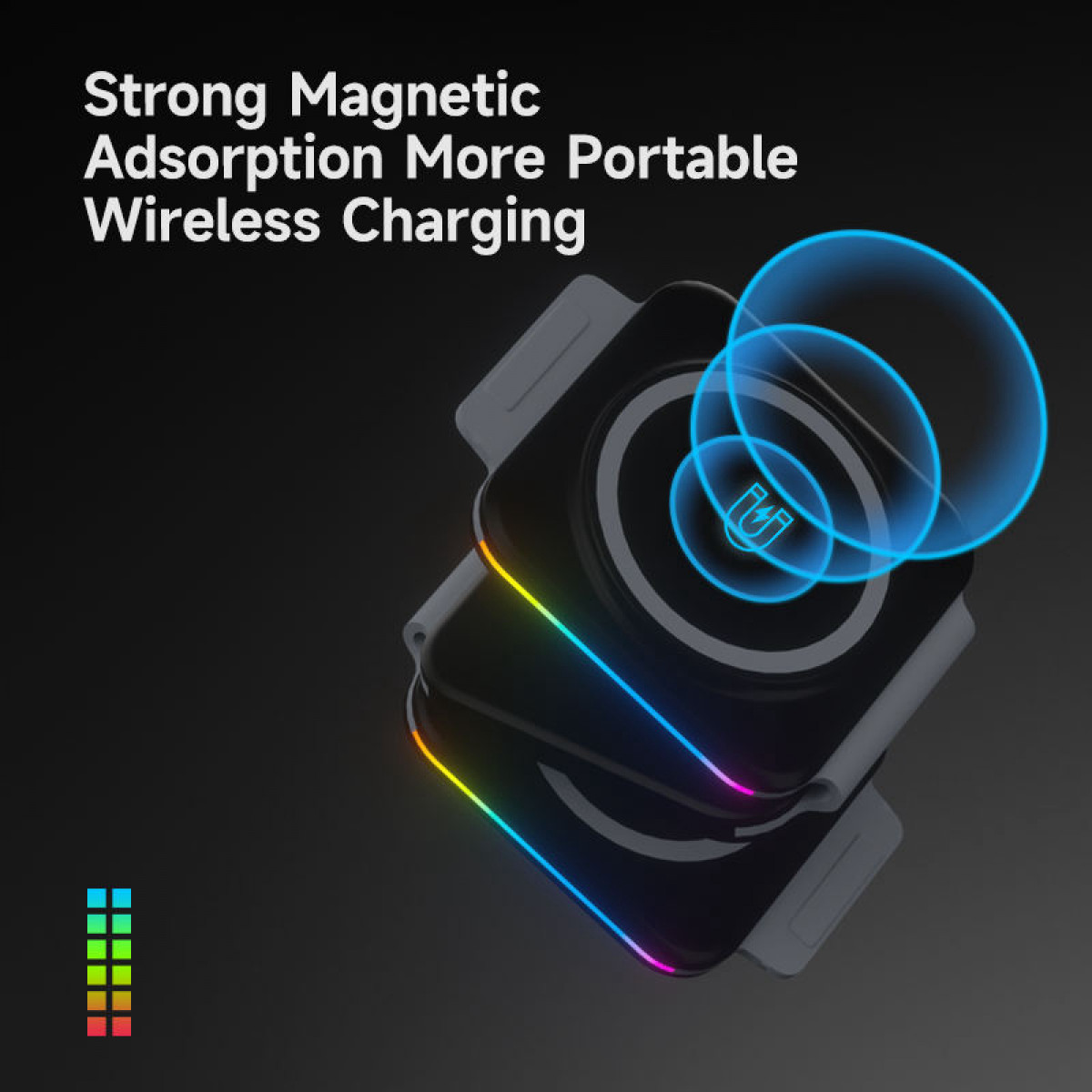 Magnetische 3-in-1-Ladegerät Schwarze INF Ladestation Iphone, Ladegerät Samsung- Schnelles Kabelloses faltbare und