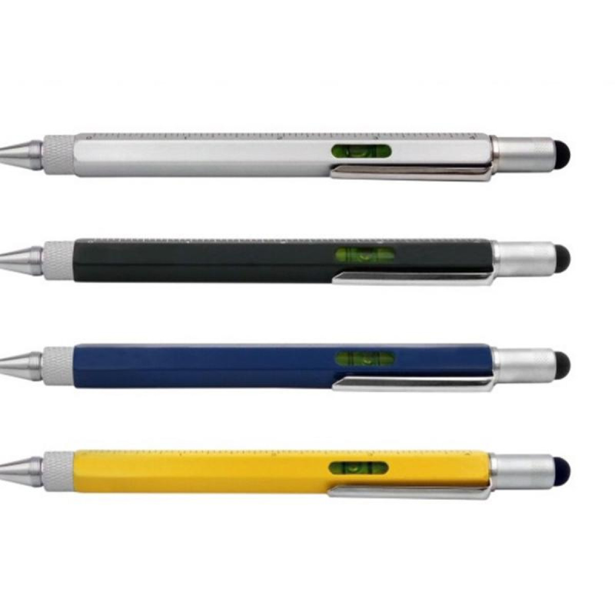 INF Multifunktions-Eingabestift Schraubendreher Touch S Wasserwaage, Lineal, mit Pen Stylus silber