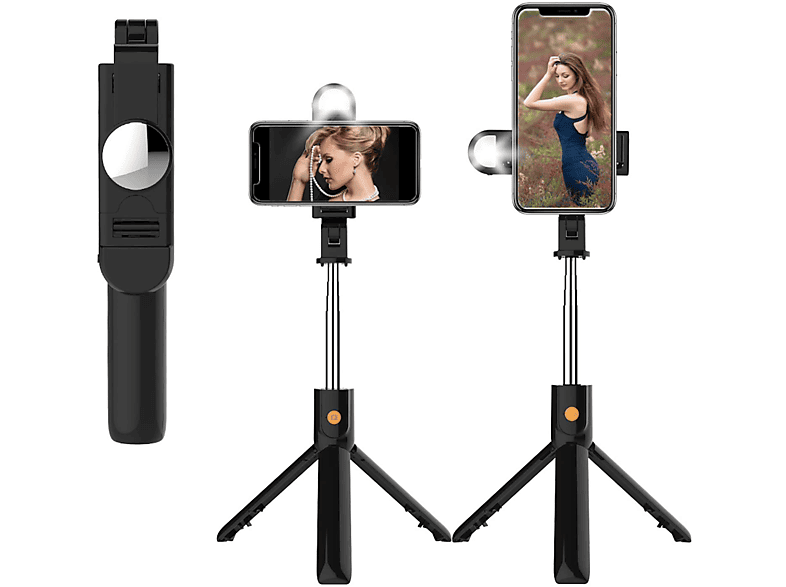 INF SelfieStick und Stativ mit Fernbedienung und Licht Selfie Stick