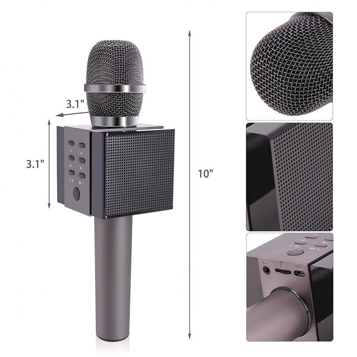 5W Lautsprecher med Graphitschwarz Karaoke-Mikrofon Bluetooth INF Mikrofon Graphitschwarz