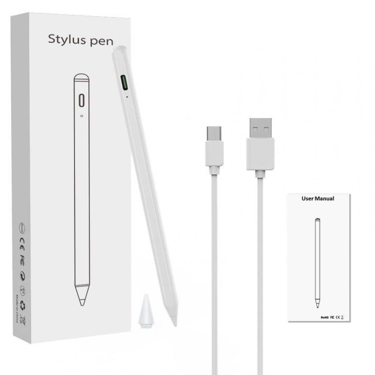 INF mm 1,45 Weiß Pen Stylus Weiß Wiederaufladbarer Spitze Eingabestift Stylus dünner Touch mit