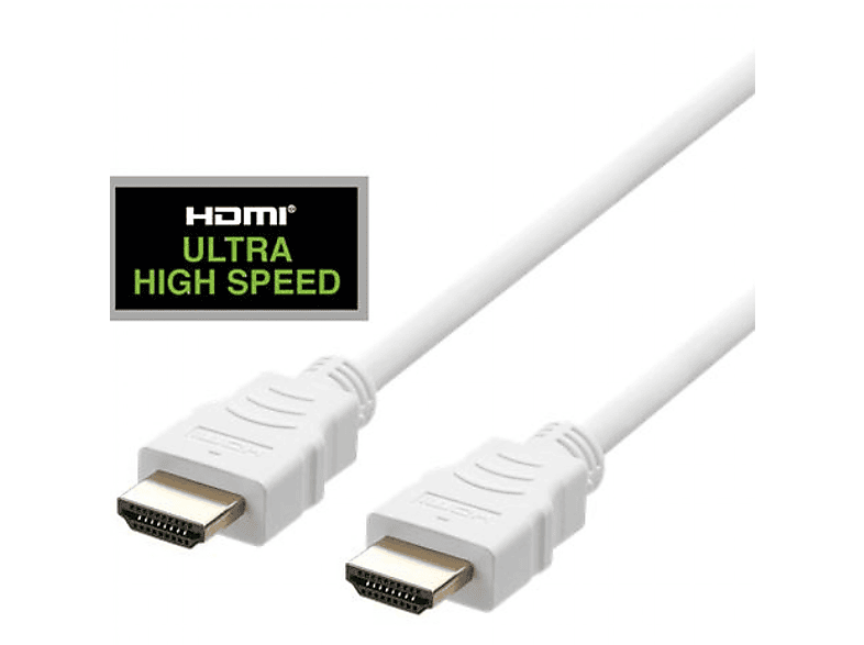 weiß High DELTACO DELTACO HDMI-Kabel Speed ULTRA HDMI-Kabel, 1m, 48Gbps,