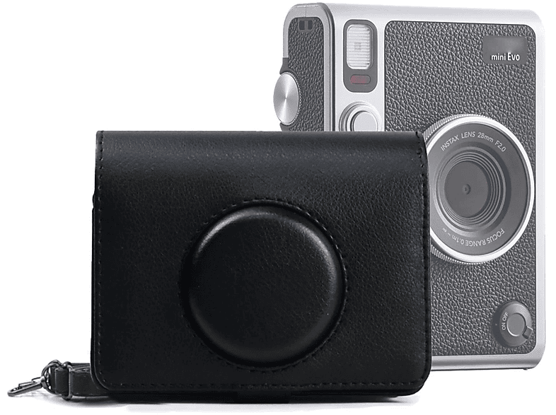 INF Kameratasche für Fuji Instax Mini EVO PU-Leder Schwarz Kameratasche, schwarz