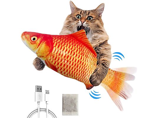 INF Interaktives Katzenspielzeug Zappelnder Fisch Orange Katzen Spielzeug