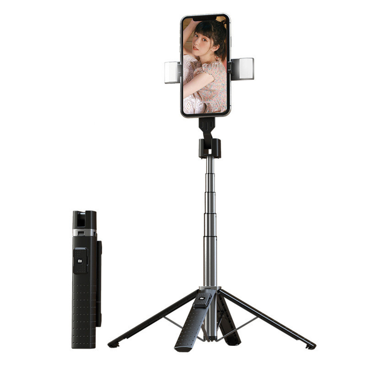 INF Selfie-Stick Ständer, Schwarz Ständer / Selfie-Stick/mobiler kabelloser mobiler mit Bluetooth-Fernbedienung